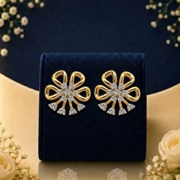 Royal Ribbon Lab Grown Diamond Earstud featuring elegant bow-inspired design with sparkling lab grown diamonds shown in front, side, top, and angled views for complete detailing.