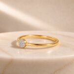 Minimalist Round Halo Lab Diamond Ring in 14K Yellow Gold - Image 2