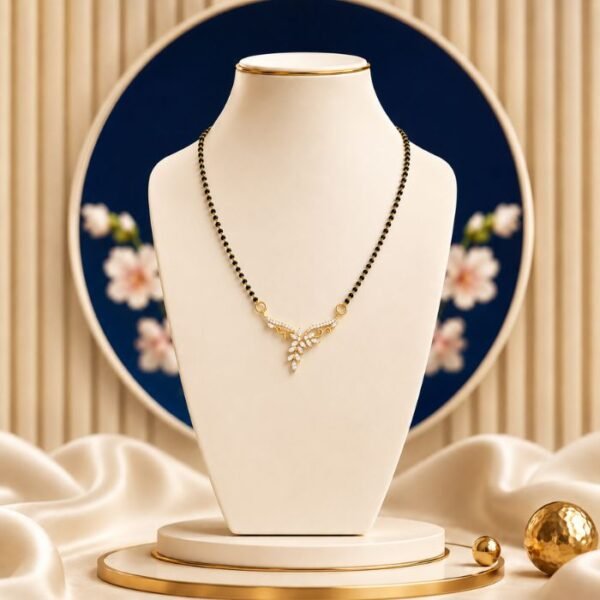Orlina Leaf Lab Grown Diamond Mangalsutra with elegant leaf-inspired diamond detailing