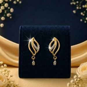 Lustrous Leaf Lab Grown Diamond Earring featuring elegant leaf-inspired design with sparkling lab grown diamonds shown in front, side, top, and angled views for complete detailing.