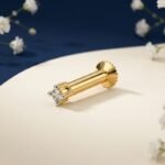Mystic Glow Diamond Nose Pin round diamond stud with sleek gold finish side view