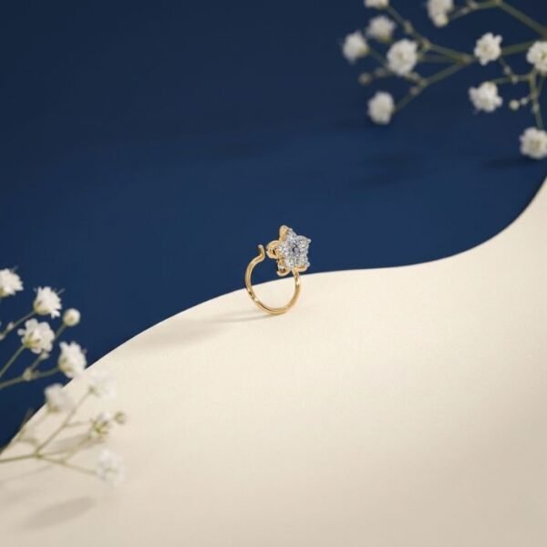 Luminous Bloom Nose Pin floral design elegant diamond style nose stud for women