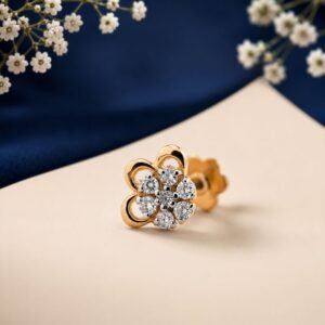 Diamond Daisy lab grown diamond nose pin with elegant floral flower design and sparkling diamonds
