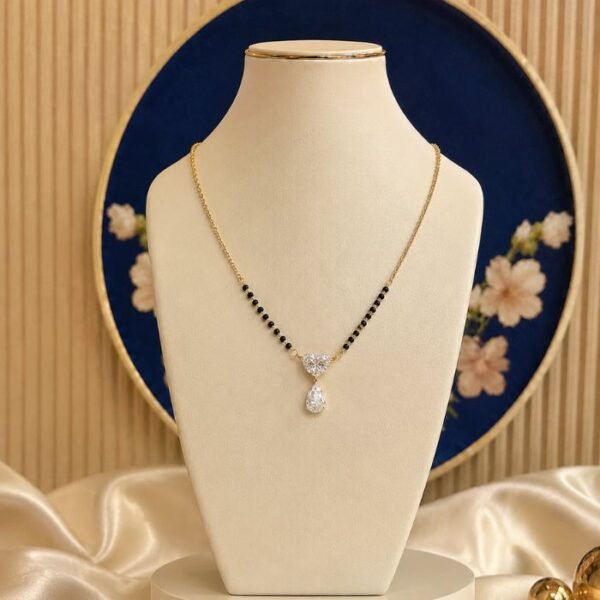 Elysian Teardrop Lab Grown Diamond Mangalsutra front side top angled views