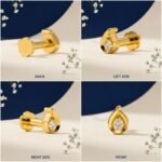 “Minimal Curl Lab Grown Diamond Nose Pin with elegant curl-inspired diamond design displayed from multiple angles.”