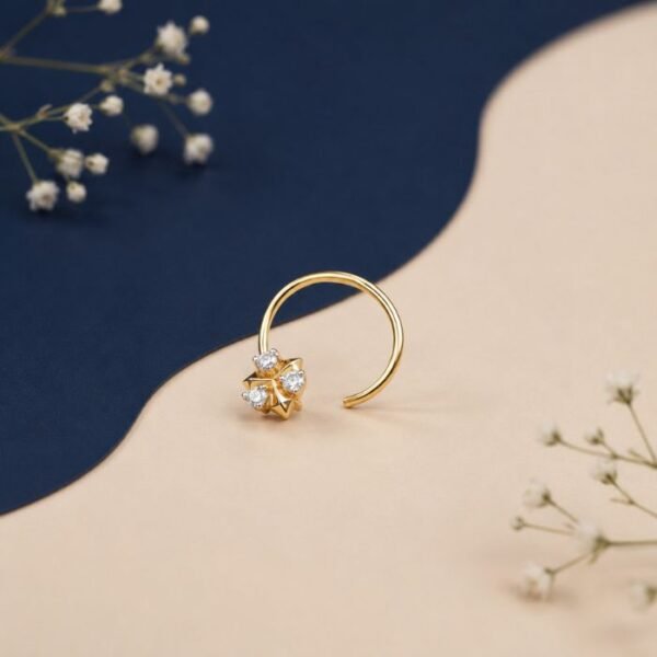 Floral Heart CVD Diamond Nose Ring with elegant floral-inspired luxury design