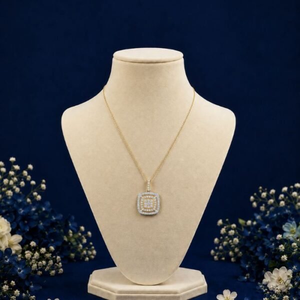 Cushion Glow CVD Diamond Pendant front view with brilliant cushion-inspired design