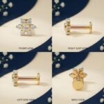 Nova cluster lab grown diamond nose ring multi stone nose pin front side top angled views