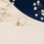 Royal Nizam diamond nose ring shown in front view, side view, top view, and angled perspective highlighting regal design