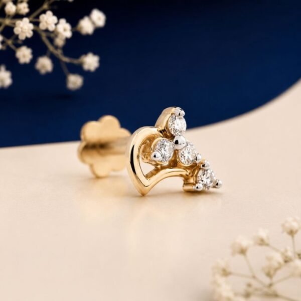 Love Arc lab grown diamond nose pin with elegant curved design and sparkling diamond stud