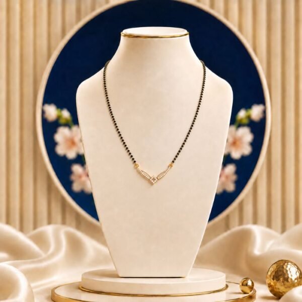 Serene V Lab Grown Diamond Mangalsutra with elegant V-shaped modern diamond design