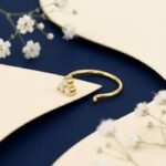 TriGlow diamond nose ring triple stone nose pin front side top angled views