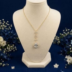 Moonlight Pear Lab Grown Diamond Pendant front side top angled views