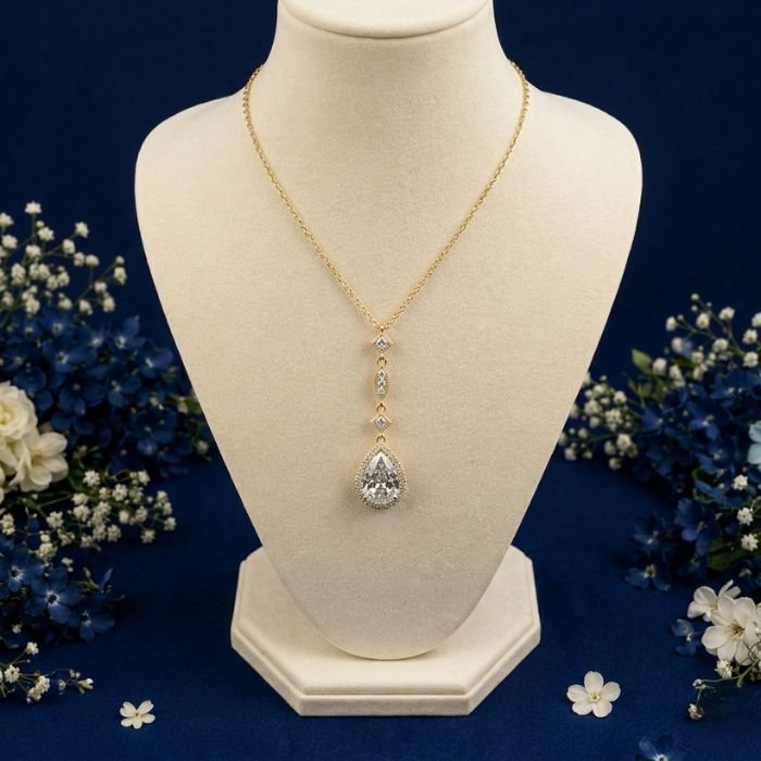Moonlight Pear Lab Grown Diamond Pendant Necklace Moonlight Pear Lab Grown Diamond Pendant front side top angled views