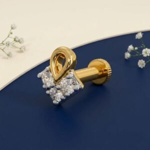 “Teardrop Cluster Lab Grown Diamond Nose Pin with elegant pear-shaped diamond cluster design displayed from multiple angles.”