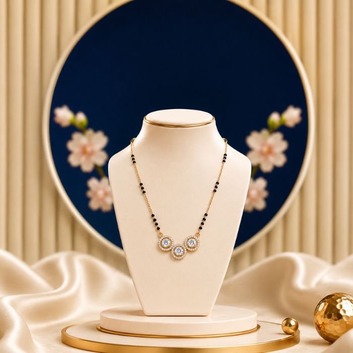 Stellar Shine Lab Grown Diamond Mangalsutra Luxury Jewellery Stellar Shine Lab Grown Diamond Mangalsutra displayed in front view, side view, top view, and angled perspective with sparkling diamond detailing