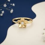 whole view of floral diamond nose ring elegant flower design