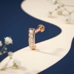 Quad Spark Lab Grown Diamond Nose Ring front side top angled view