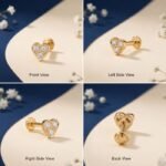 Sweetheart Cluster Lab Grown Diamond Nose Ring front side top angled view