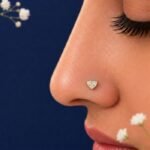 Sweetheart Cluster Lab Grown Diamond Nose Ring front side top angled view