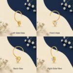 Heart Drop Lab Grown Diamond Nose Ring front side top angled view