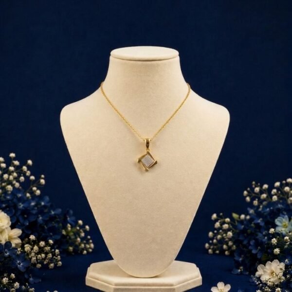 Modern Tilt Lab Grown Diamond Pendant displayed from front, side, top, and angled perspective with sleek contemporary diamond design