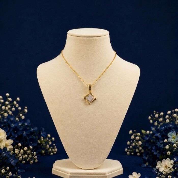 Modern Tilt Lab Grown Diamond Pendant for Women Modern Tilt Lab Grown Diamond Pendant displayed from front, side, top, and angled perspective with sleek contemporary diamond design