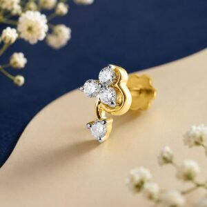 Flow dewdrop lab grown diamond nose pin with elegant drop design and sparkling diamond stud