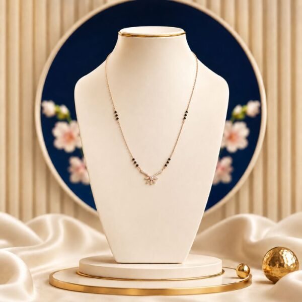 Starlit Bloom Lab Grown Diamond Mangalsutra with elegant floral diamond design