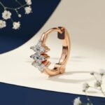 Cluster Chic diamond nose ring multi stone nose pin front side top angled views