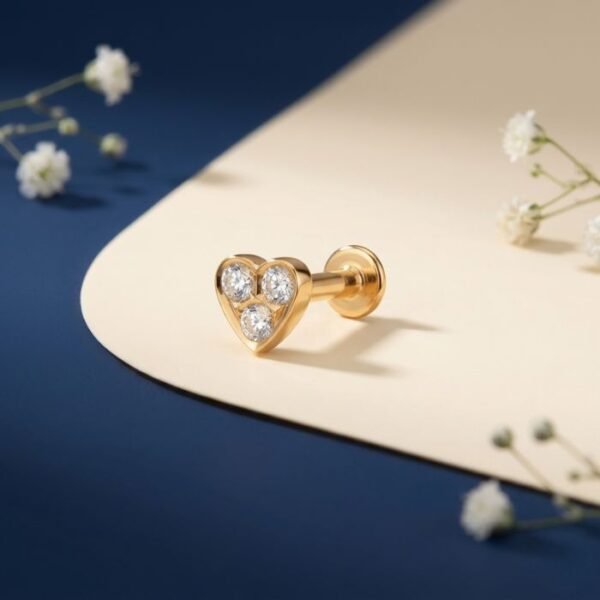 Sweetheart Cluster Lab Grown Diamond Nose Ring front side top angled view