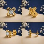 Petal Kiss Lab Grown Diamond Nose Pin front side top and angled view with floral diamond design