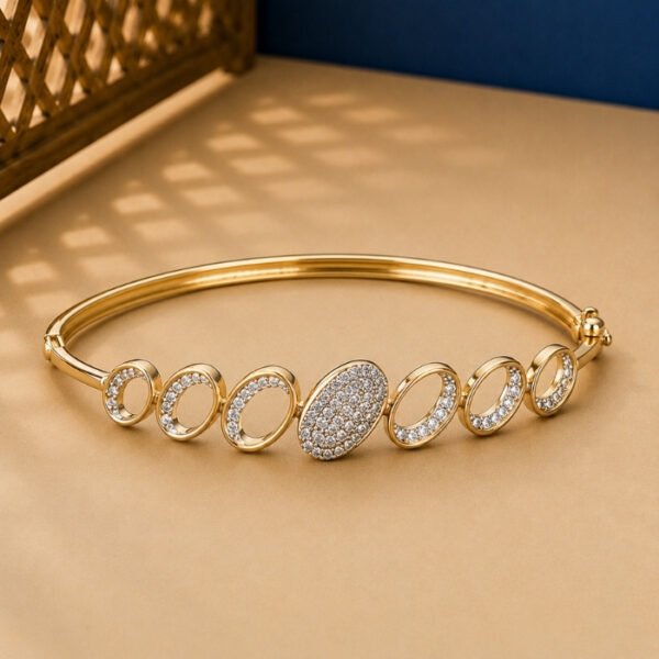 A rose gold diamond vine bracelet featuring a central square halo and diamond-set scrolls on a neutral background.
