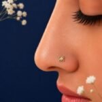 Petal Kiss Lab Grown Diamond Nose Pin front side top and angled view with floral diamond design