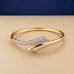 A yellow gold diamond vine bracelet featuring an architectural geometric mosaic and pavé lab-grown diamonds.