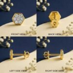 Hexa bloom lab grown diamond nose pin floral design elegant jewelry close up view