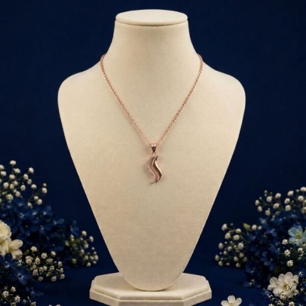 Flowing Grace Lab Grown Diamond Pendant displayed from front, side, top, and angled perspective with elegant curved diamond design