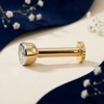 Solitaire Glow Diamond Nose Pin round bezel diamond stud with gold finish side view