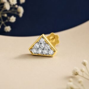 Trilliant cluster lab grown diamond nose pin with geometric multi diamond sparkle design