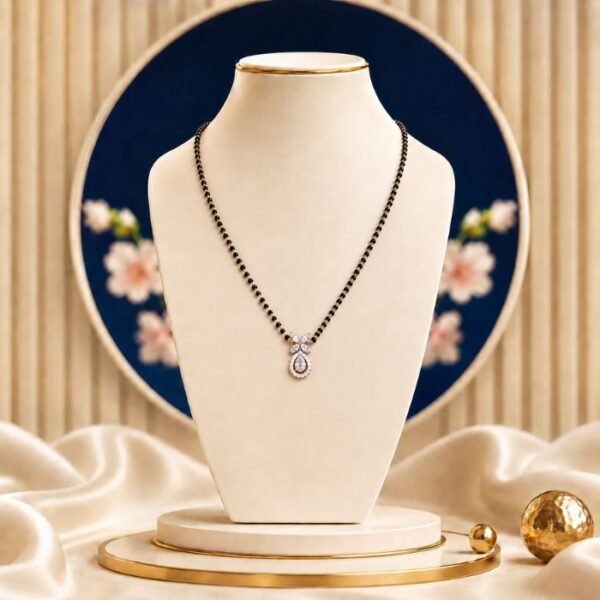 Teardrop Lab Grown Diamond Mangalsutra with elegant teardrop diamond pendant design