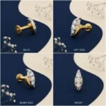 “Arc Trio Lab Grown Diamond Nose Pin with elegant triple diamond arc-inspired design displayed from multiple angles.”