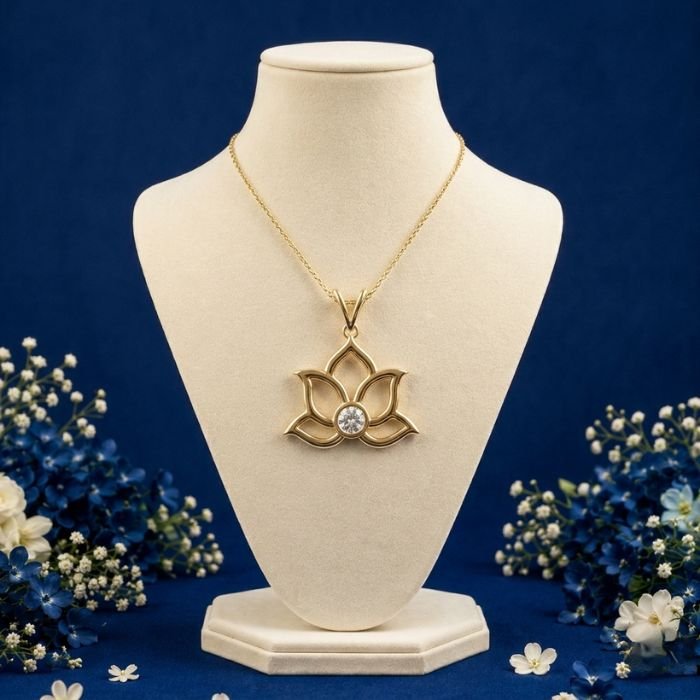 Lotus Bloom Lab Grown Diamond Pendant Lotus Bloom Lab Grown Diamond Pendant front side top angled views