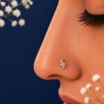 Aura bloom lab grown diamond nose pin elegant floral jewelry close up view