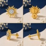 Solar aura lab grown diamond nose pin radiant elegant jewelry close up view