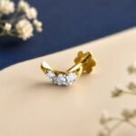 Half moon lab grown diamond nose pin elegant modern jewelry close up view
