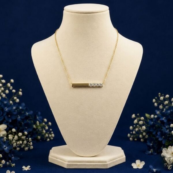 Minimal Bar Lab Grown Diamond Pendant front side top angled views