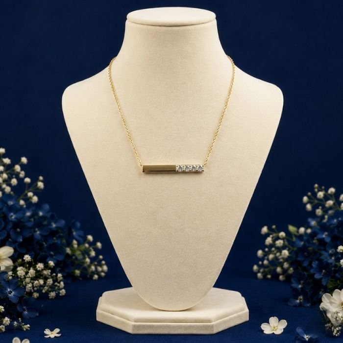 Minimal Bar Lab Grown Diamond Pendant Minimal Bar Lab Grown Diamond Pendant front side top angled views