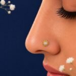 Solar aura lab grown diamond nose pin radiant elegant jewelry close up view