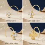 Cross flower diamond nose ring showing front, side, top and angled views with sparkling floral design