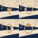 Front view of floral diamond nose ring elegant flower design
